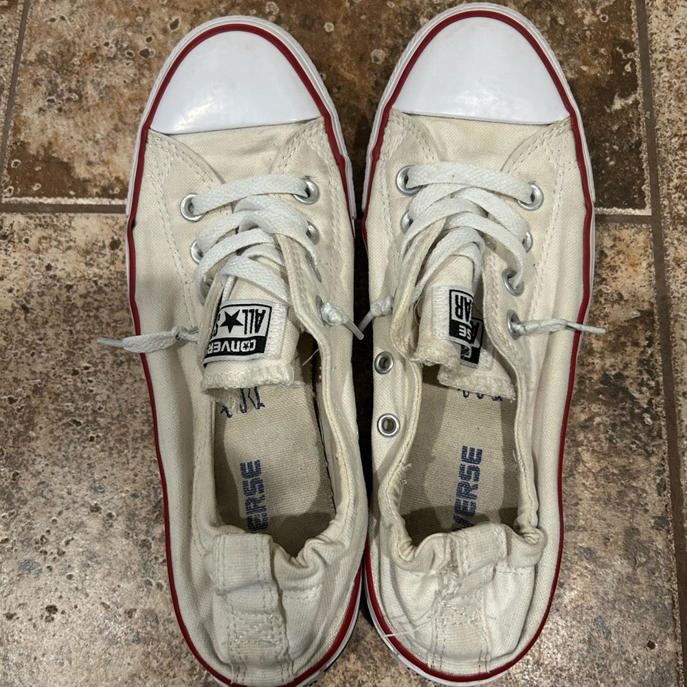 Converse Shoreline White All Star Canvas Pull On Fashion Sneakers Size 8
